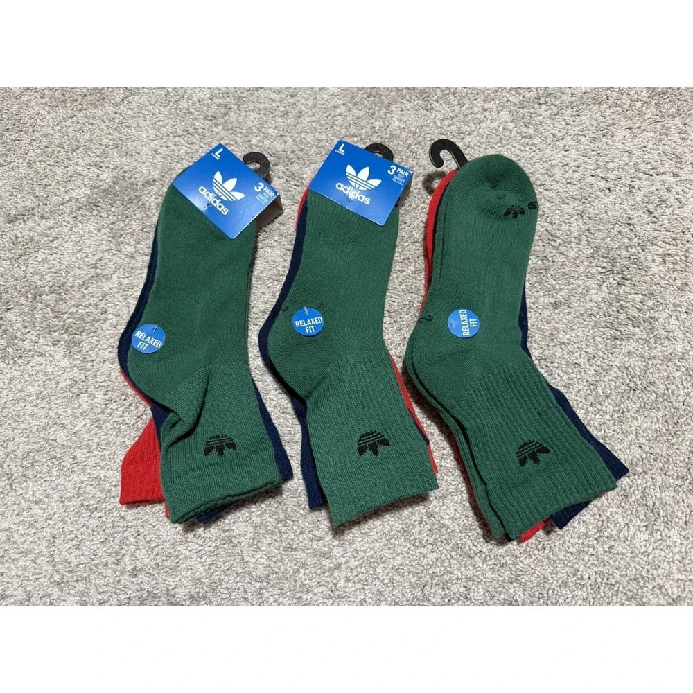 Adidas Originals Trefoil Socks Mens Large Total of 9 Pairs High Quarter Size L